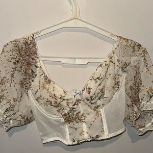 Floral Sheer Puff Sleeve Top